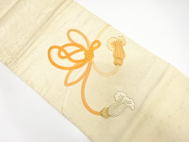 JAPANESE KIMONO / ANTIQUE FUKURO OBI / SILK / EMBROIDERY / KUMIHIMO CORD PATTERN
